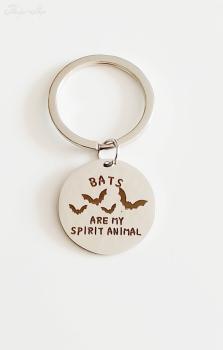 Schlüsselanhänger rund Fledermaus Gravur